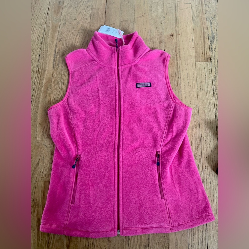 NWT Vineyard Vines pink Westerly fleece vest size small